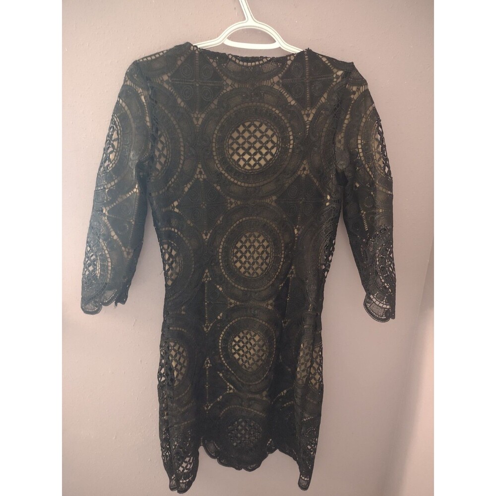 Goldie Crochet Medallion Black Lace Lined Dress Women's Size Small - Picture 5 of 12